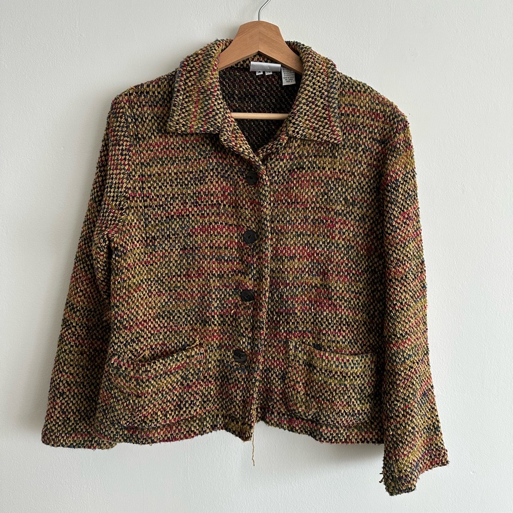 Vintage Chico’s Design Colorful Knitted Boxy Cardigan